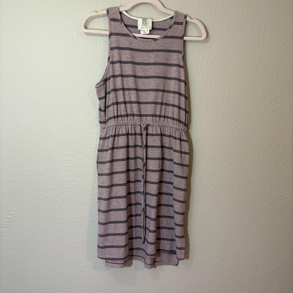 Lil's Closet Striped Sleeveless Knit Dress in Lavender & Charcoal